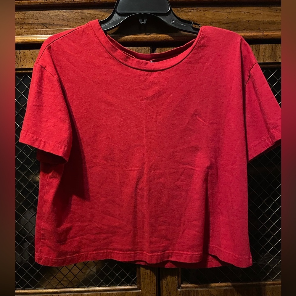 LuLaRoe Vibrant Red Crop Top size Medium